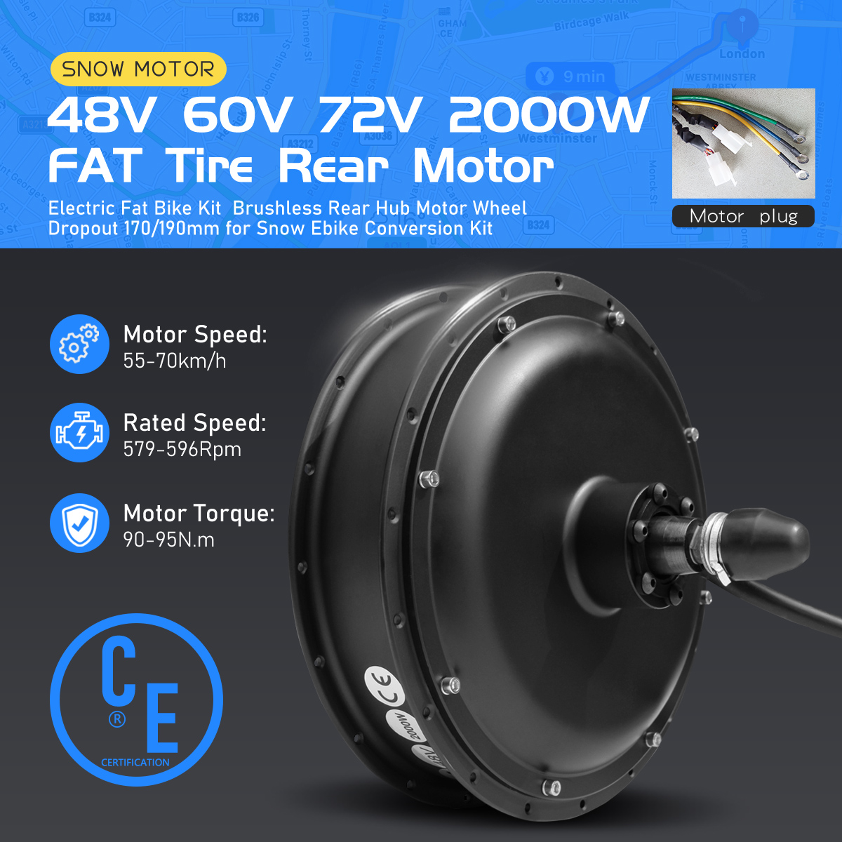 Fat Tire Ebike Conversion Kit 2000W - Motor Hub Ban Tebal Sepeda Listrik