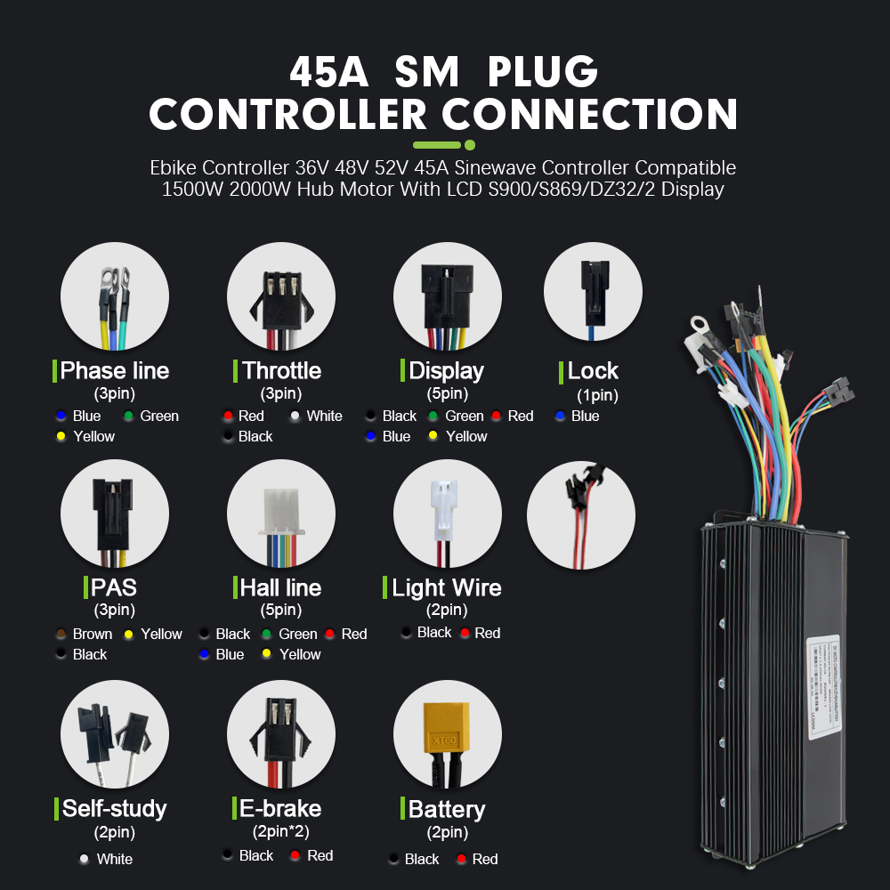 Kontroler E-bike 3Mode 48V 52V - Sine Wave Controller 48V 72V 80A ulasan dan harga