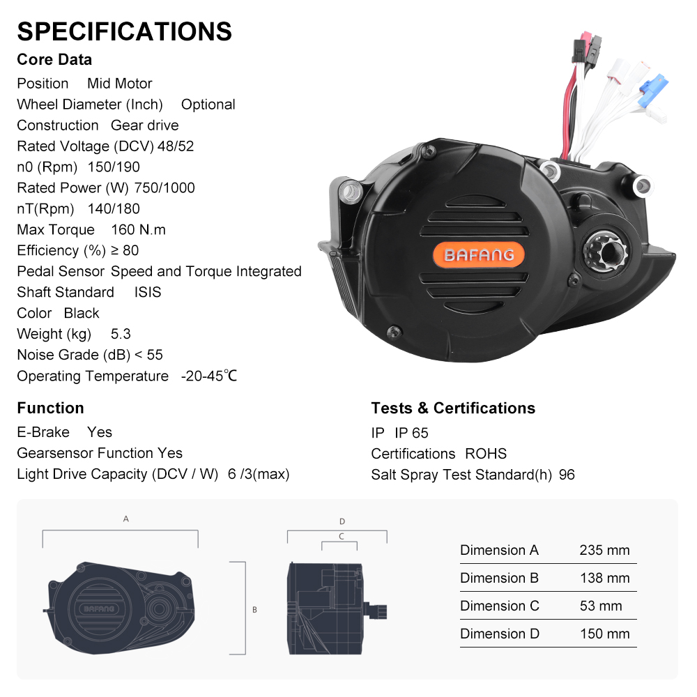 Kit Konversi Sepeda Listrik Ba - Mid Drive Motor Kit 52V 1000W ulasan dan harga