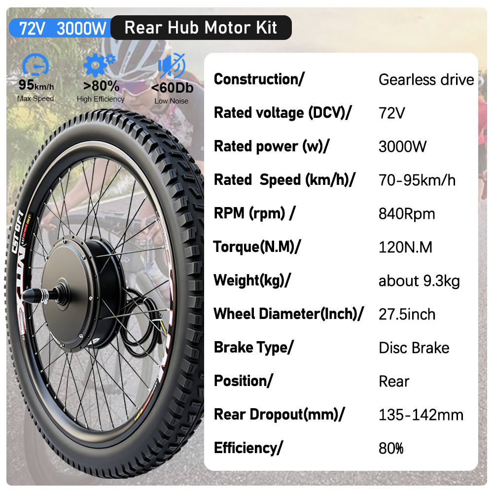 Kit Konversi Sepeda Listrik MT - Ebike Conversion Kit 72V 3000W ulasan dan harga